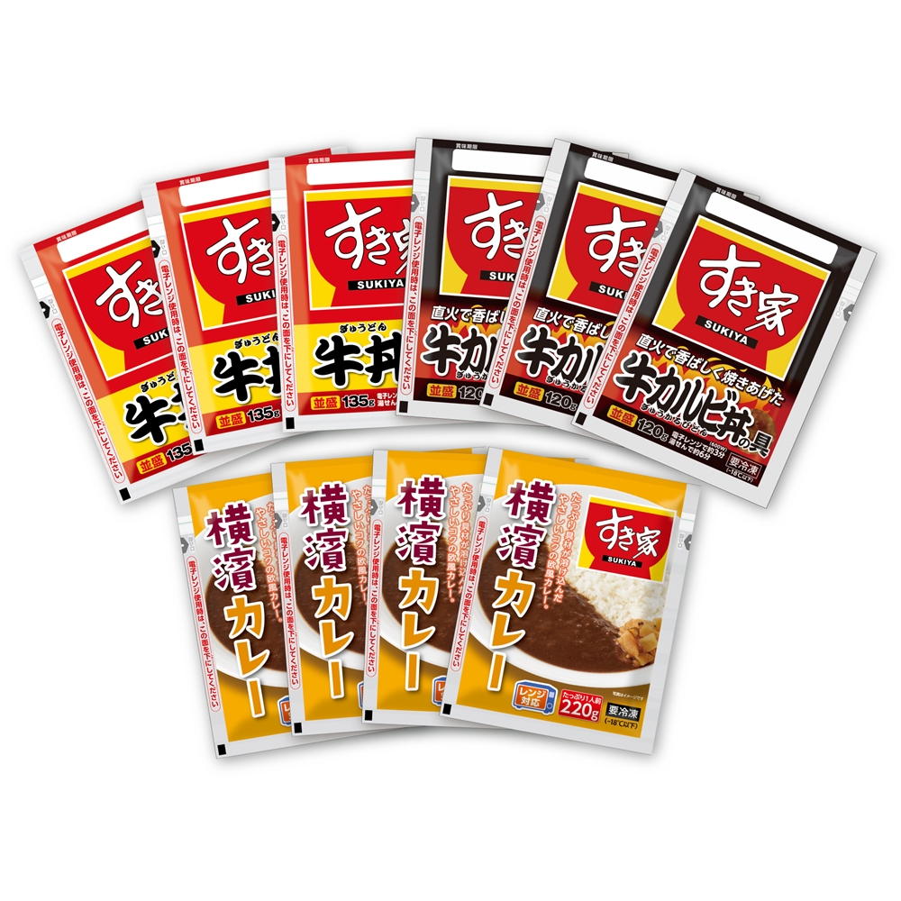 「すき家」 牛丼の具・牛カルビ丼の具・横濱カレーセット