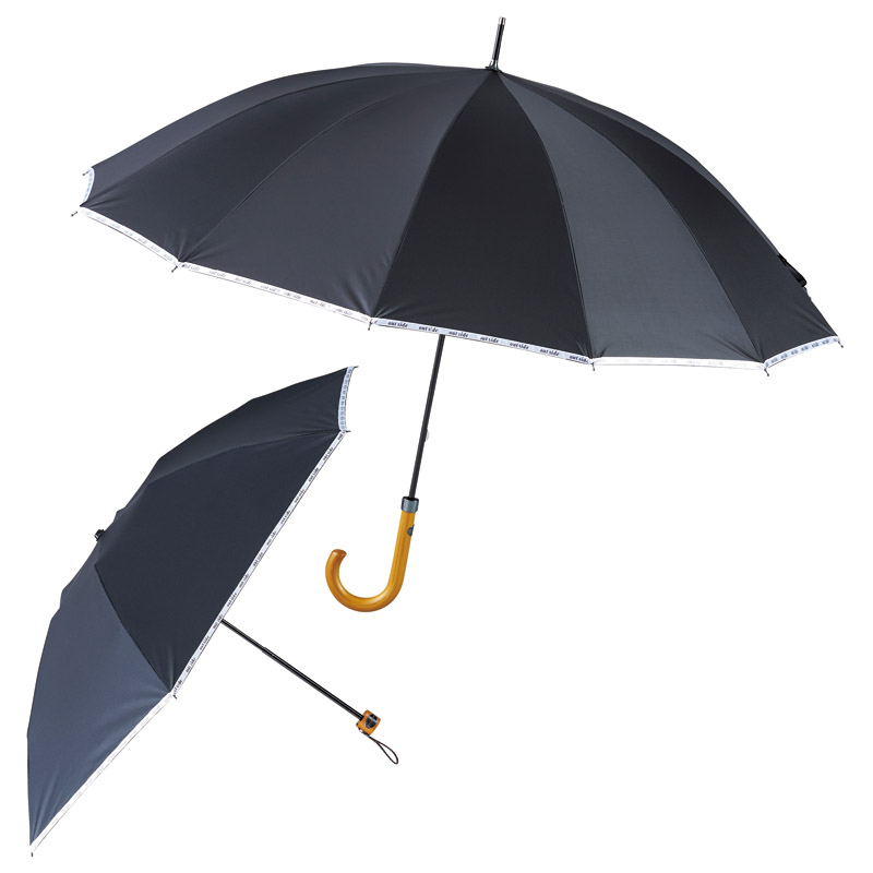 アウトサイド晴雨兼用1級遮光ミニ傘&遮光長傘セット(ブラック)