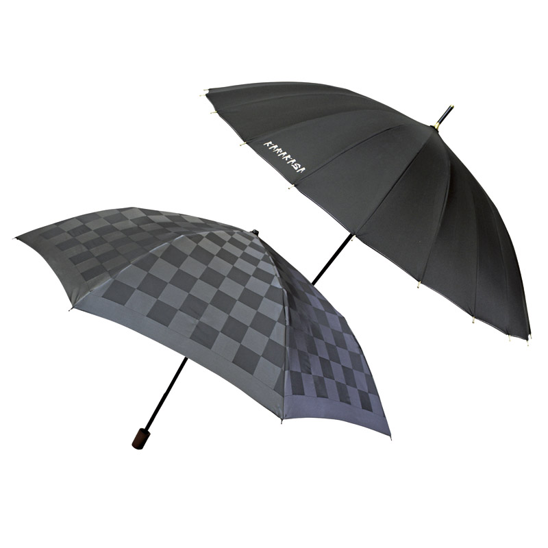 和楽傘　晴雨兼用1級遮光･遮熱折傘&24本骨長傘セット