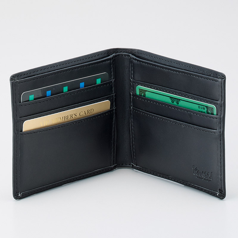 カンサイセレクション　　メンズ二つ折り財布(ブラック)