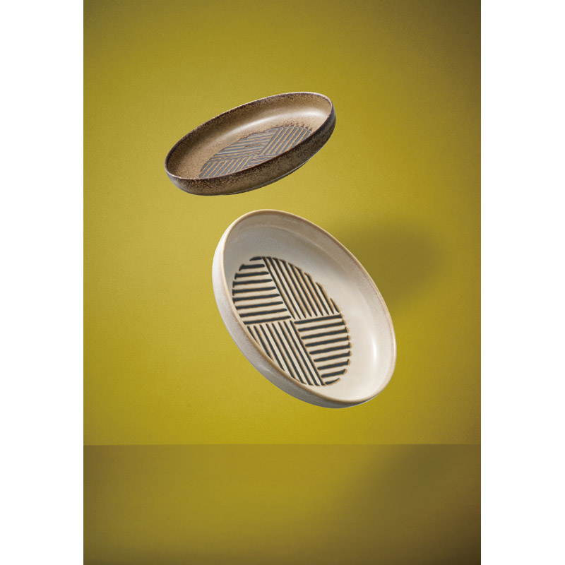 サンゴー　〈縞臼文〉　ペアパスタ皿セット