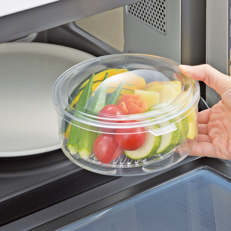 クリアなレンジ蒸し器 目皿付(大･小セット)