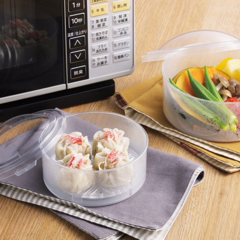 クリアなレンジ蒸し器 目皿付(大･小セット)