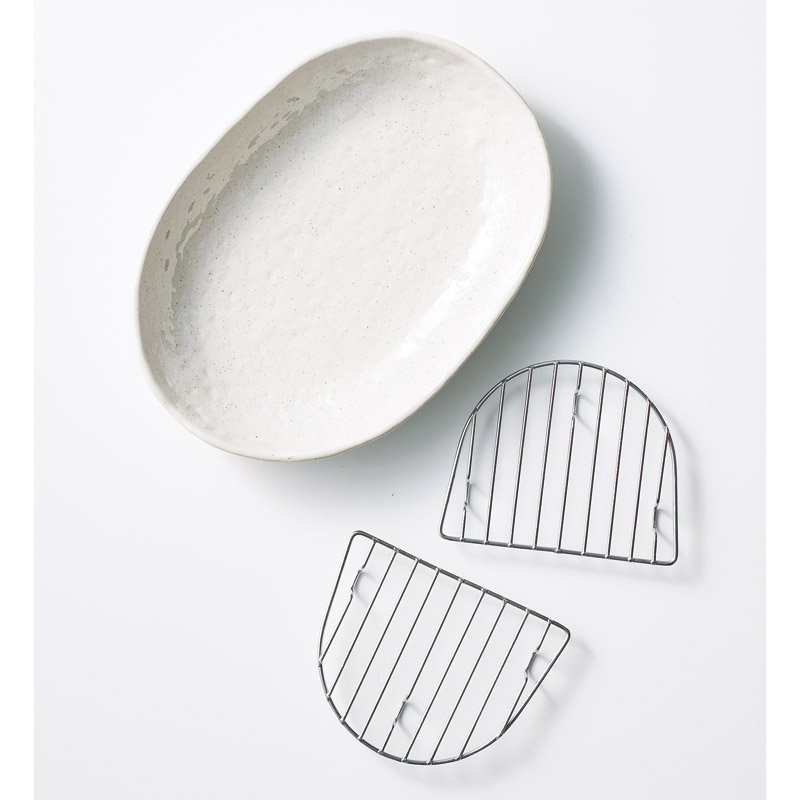 すのこ2枚付楕円皿1P