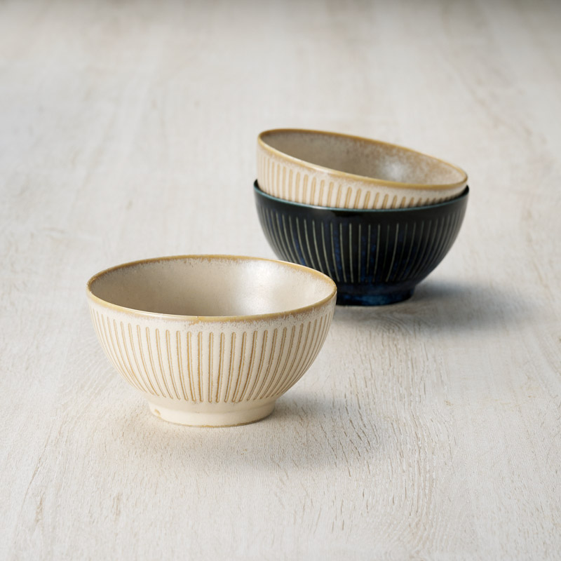 美濃焼　〈十草モダン〉　モダンライスボウル4個セット