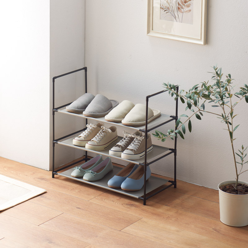 シューズ&タオルラック三段