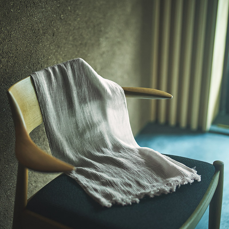 　〈天然草木染〉　なつめ織スラブコットンマフラー