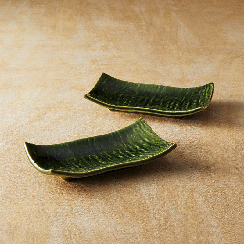 瀬戸焼　　織部 焼物皿2P