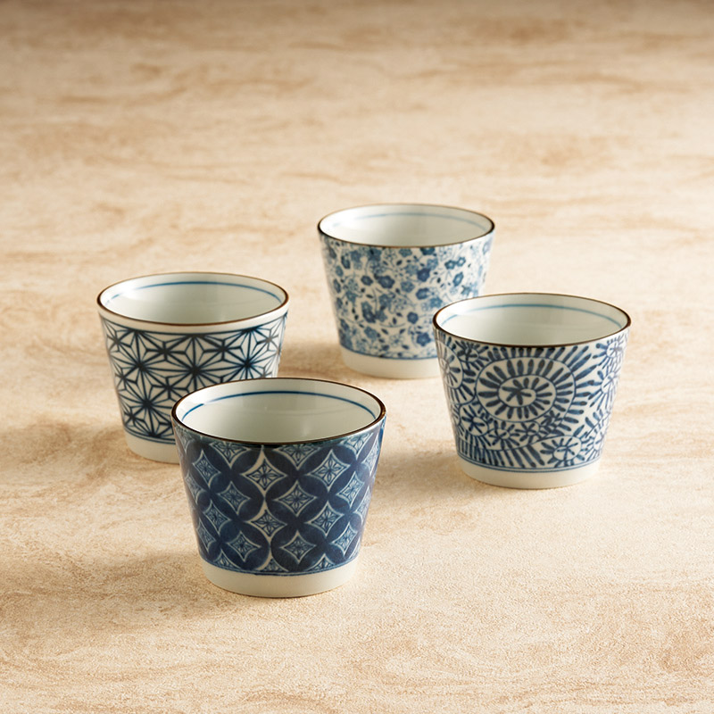 染付凛花 カップ4個組