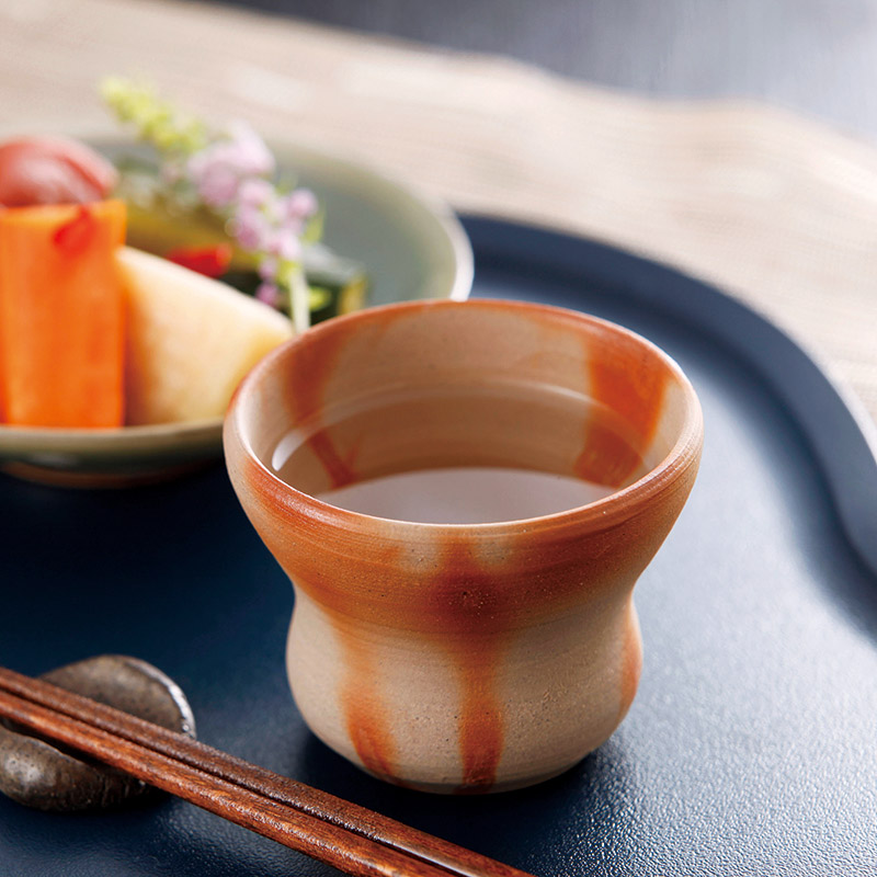 備前焼　　ろくろ挽き カップペア緋襷