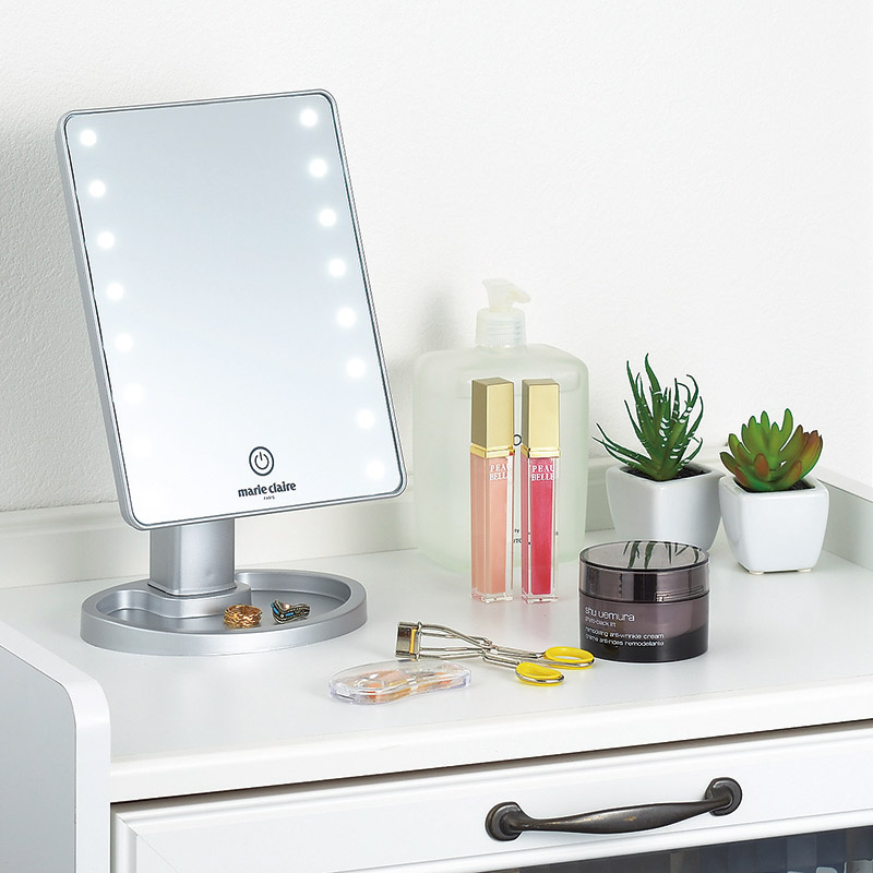 マリ･クレール　　LEDライト付回転スタンドミラー