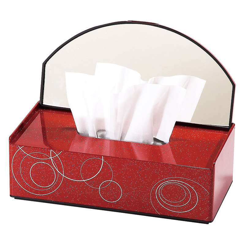 山中塗　　ミラー付ティッシュBOX(シルバーライン)