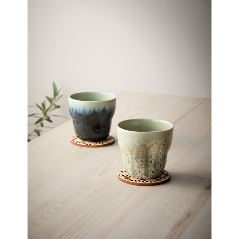 高田焼　　えくぼタンブラーペア(コースター付)