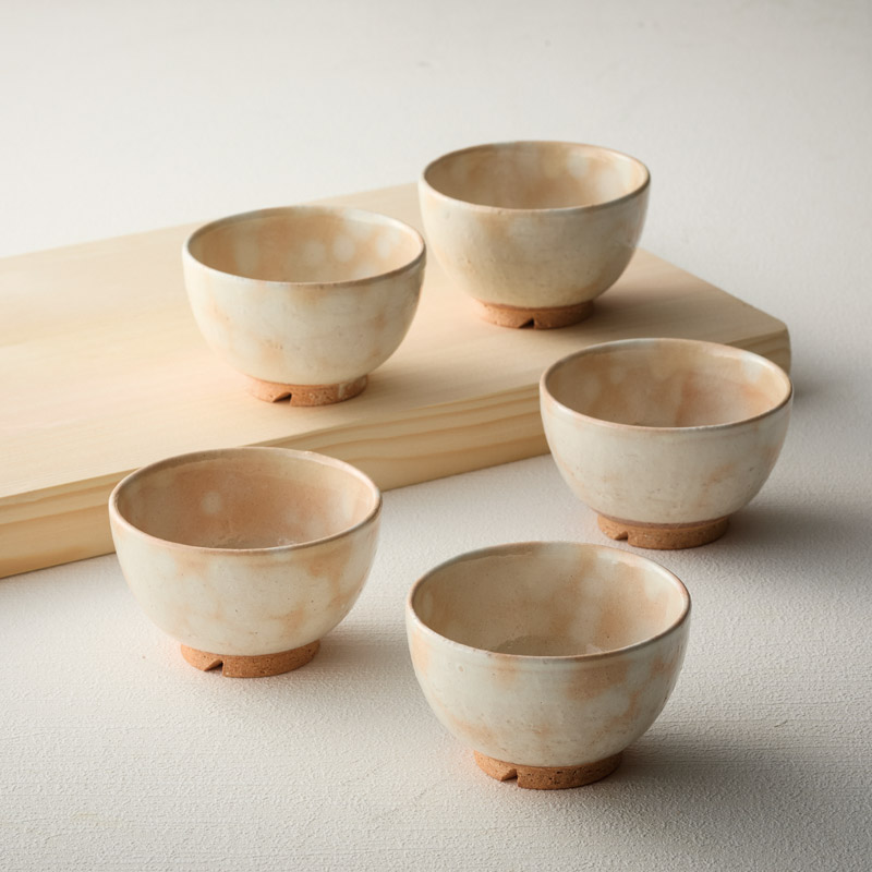 萩焼　　御本手 汲出し5客揃