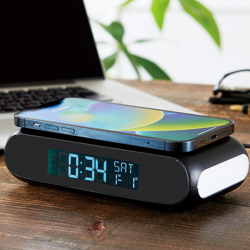ワイヤレスチャージャークロック(ナイトライト付)