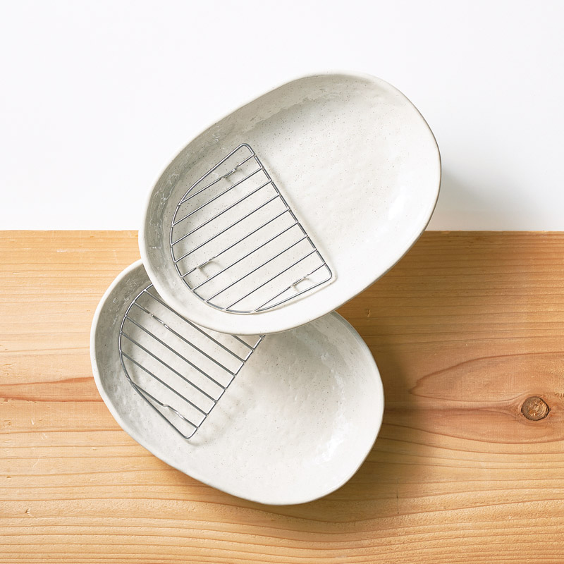 すのこ付楕円皿2枚組