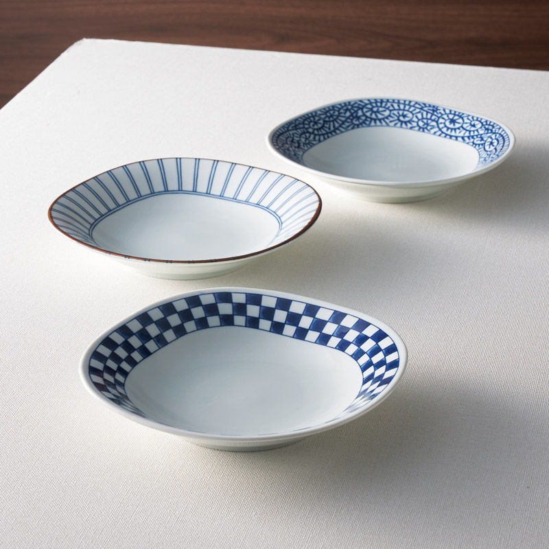 美濃焼　　藍屋 多用皿トリオ