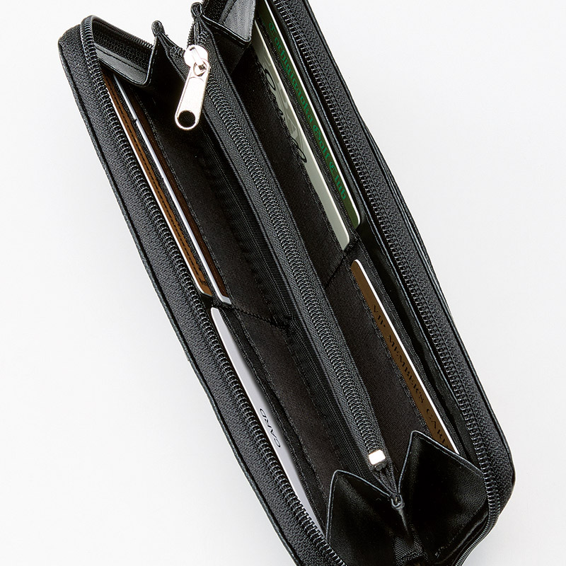 キャティフェラーリ　　ラウンドファスナー長財布(ブラック)