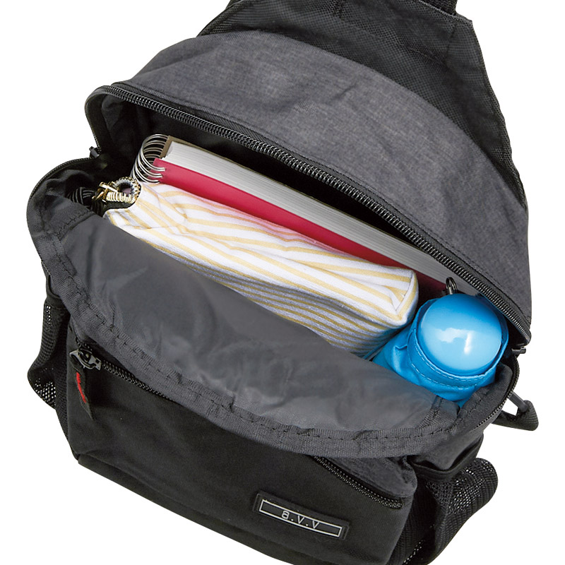 a.v.v　　ワンショルダーサイドメッシュポケット(ブラック)