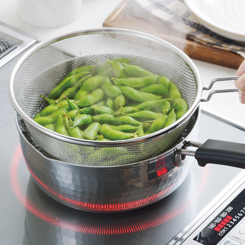 味壱 ステンレス雪平鍋20cm(揚げザル付)