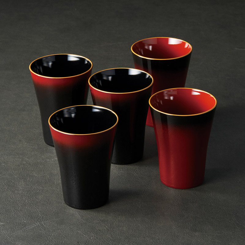 ぼかし塗 フリーカップ五客揃