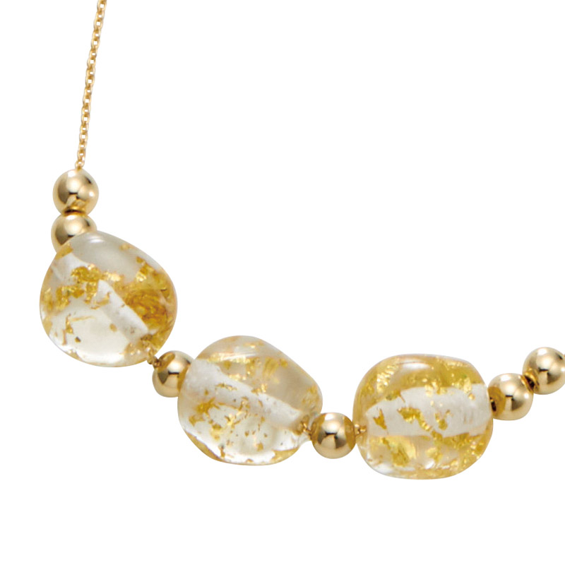 cocoro　　金箔ガラスネックレス