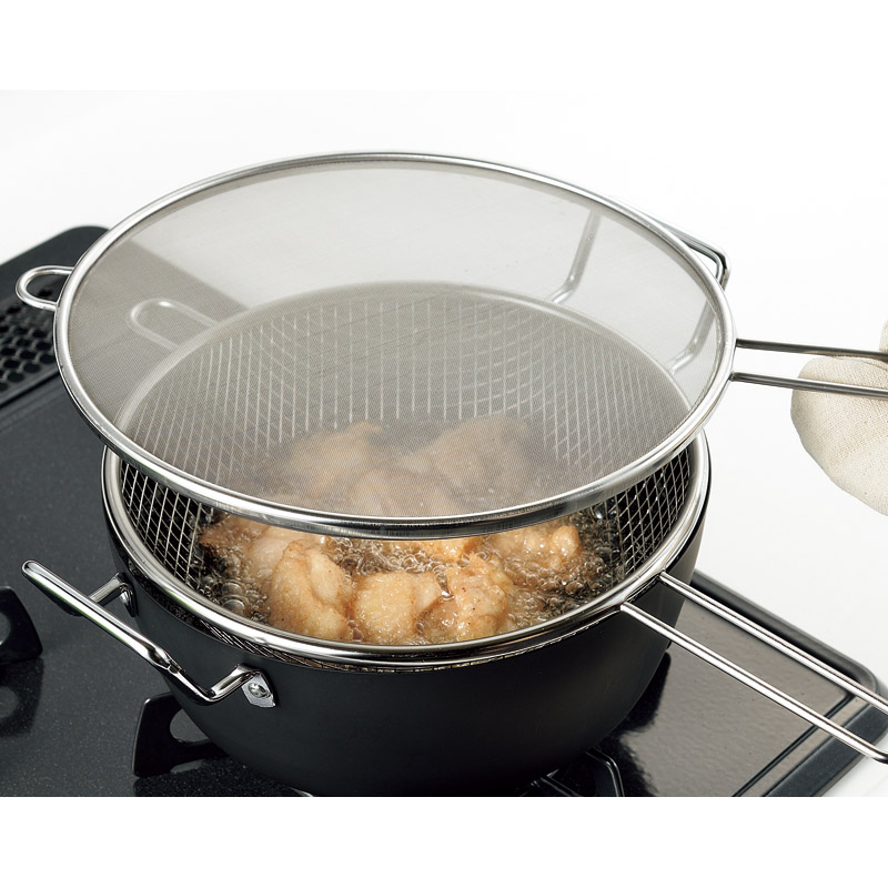 燕熟の技　　深型天ぷら鍋22cm3点セット