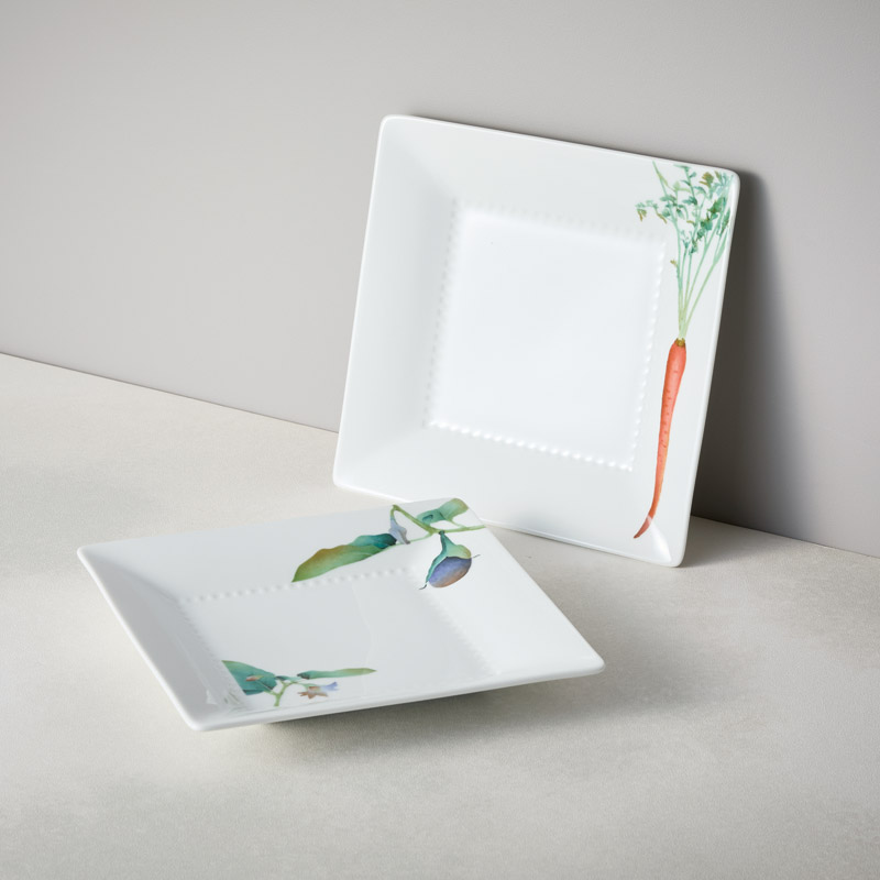 ノリタケ　〈京香旬彩〉　スクエアプレートペアセット