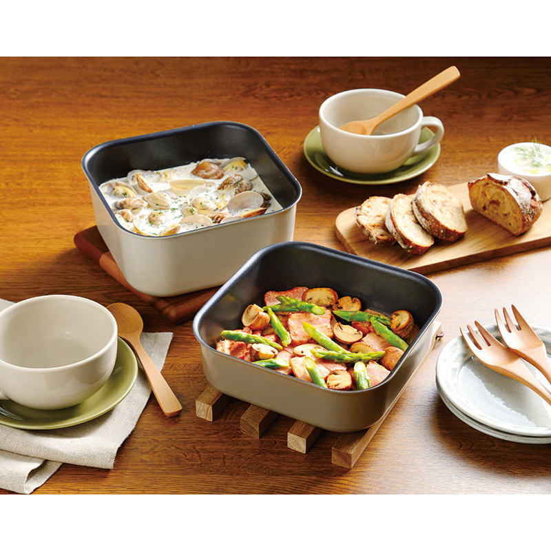 　IH対応角型着脱鍋18cm(4点セット)