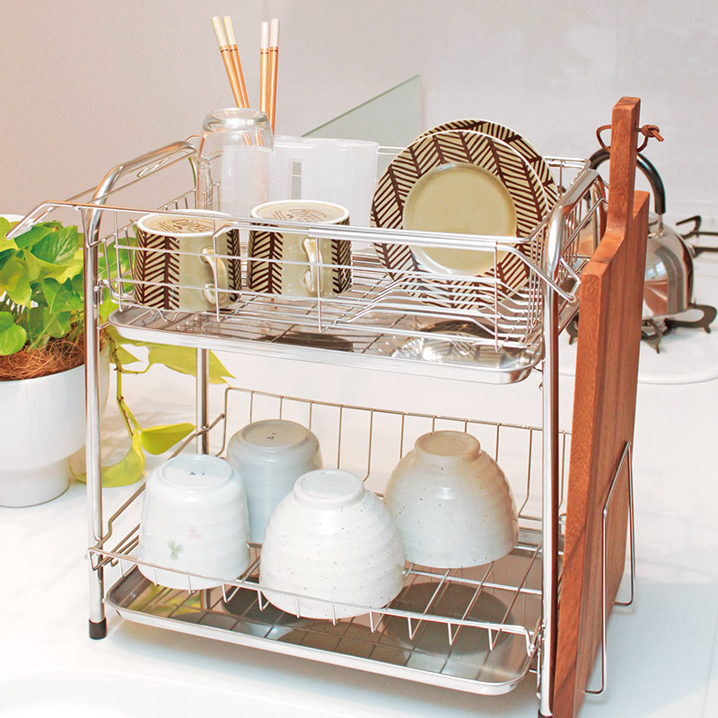 二段水切りバスケット スライド式ワイド