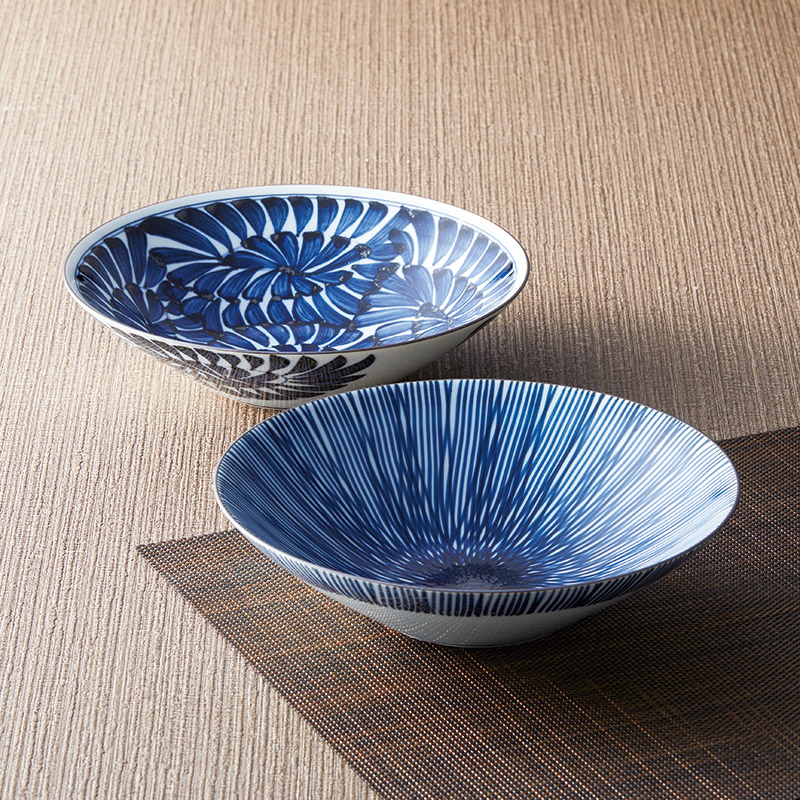 　古染紋 手描き多用鉢ペア