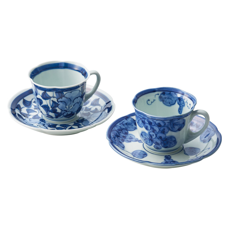 古伊万里青磁絵珈琲三ツ組珈琲碗皿揃