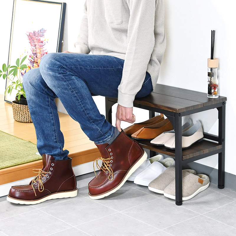 玄関ベンチ棚板付