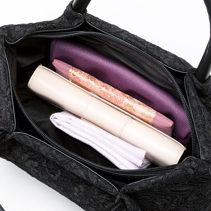 日本製レース手さげ(ブラック)