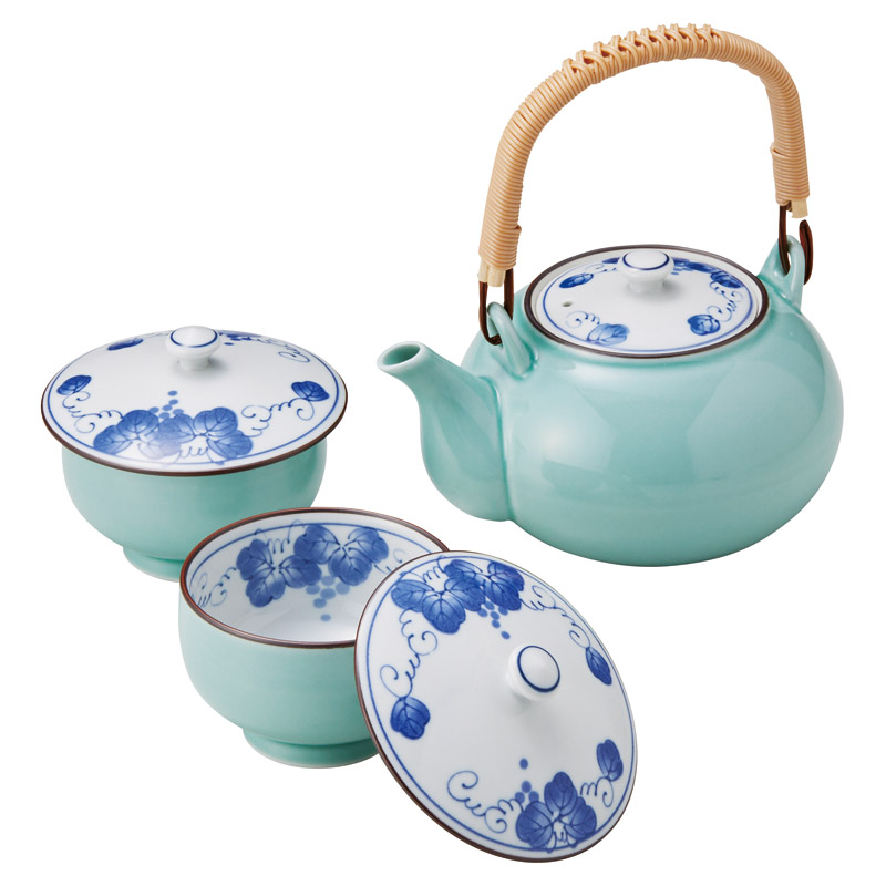 　掛分ぶどう M蓋付茶器揃