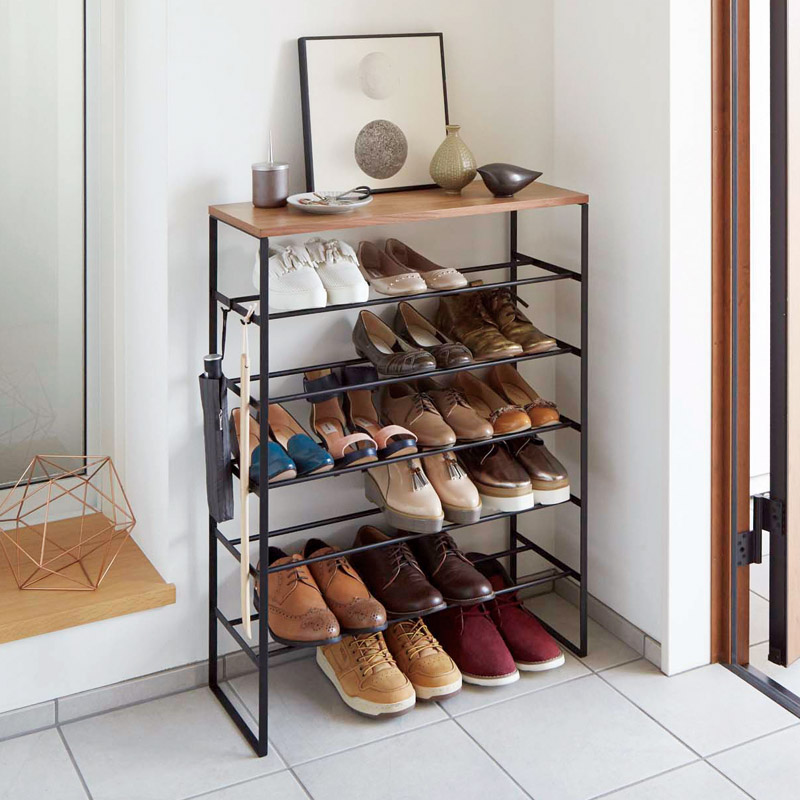 天板付きシューズラック 6段