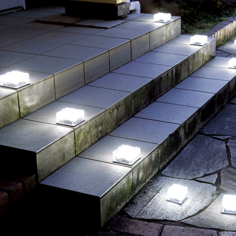 ガラス製キュービックガーデンライト6個セット