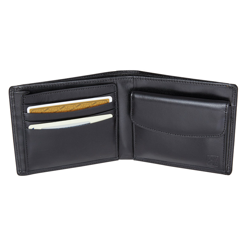 日本製牛革中べら付き札入れ(ブラック)