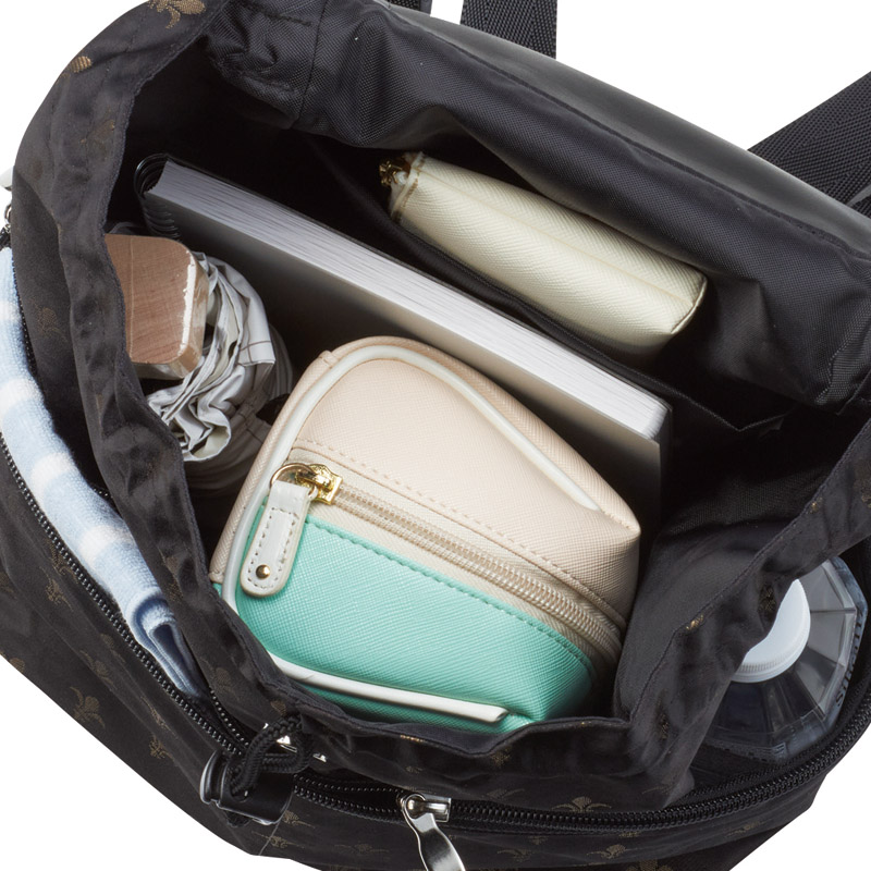 桐生ジャガードリュック&手さげ(ブラック)