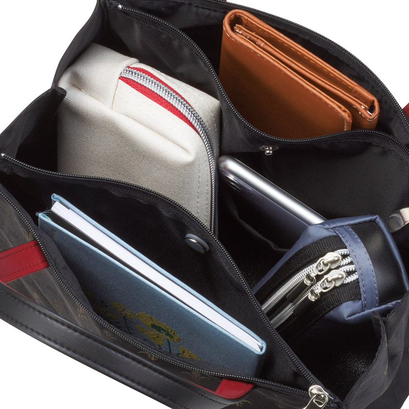 桐生ジャガードリュック&手さげ(ブラック)