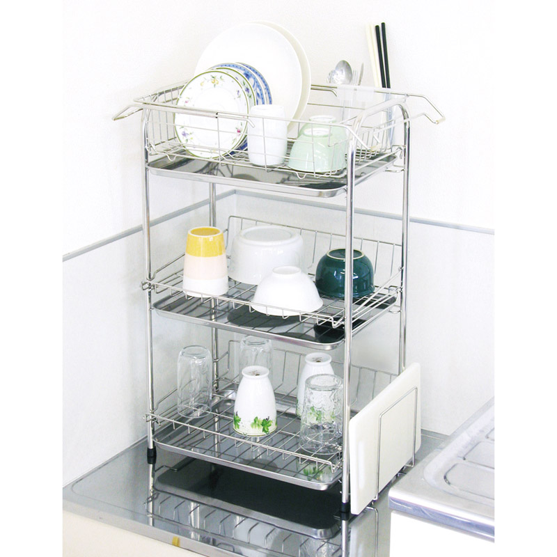 3段水切りバスケットワイド