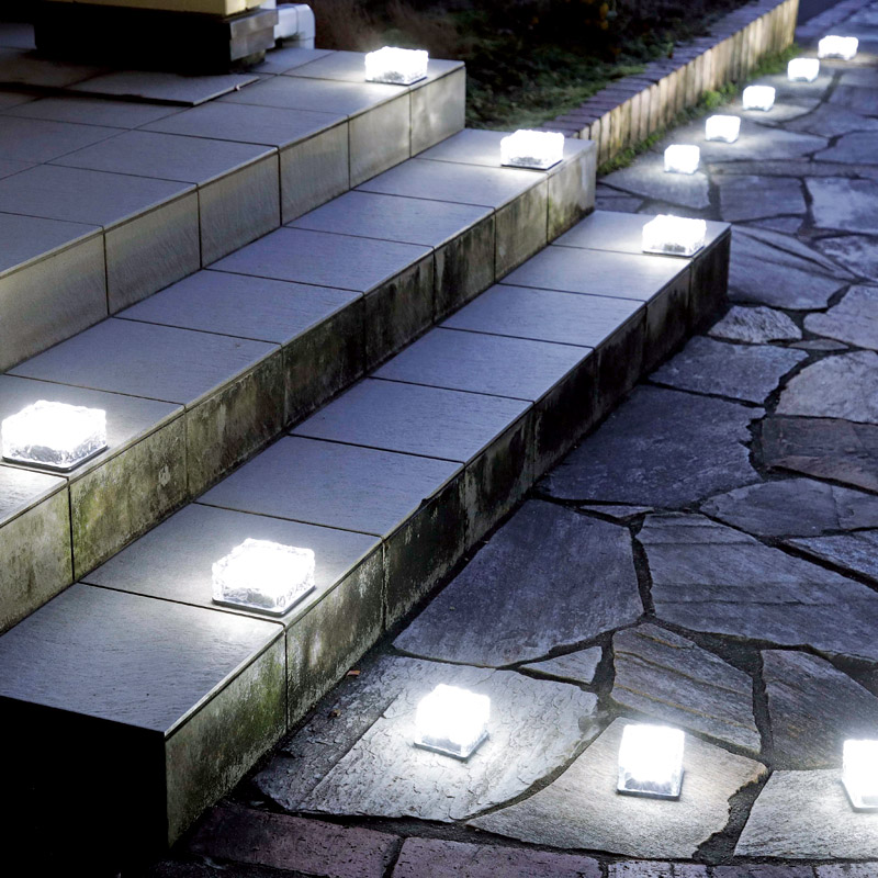 ガラス製キュービックガーデンライト 8個セット