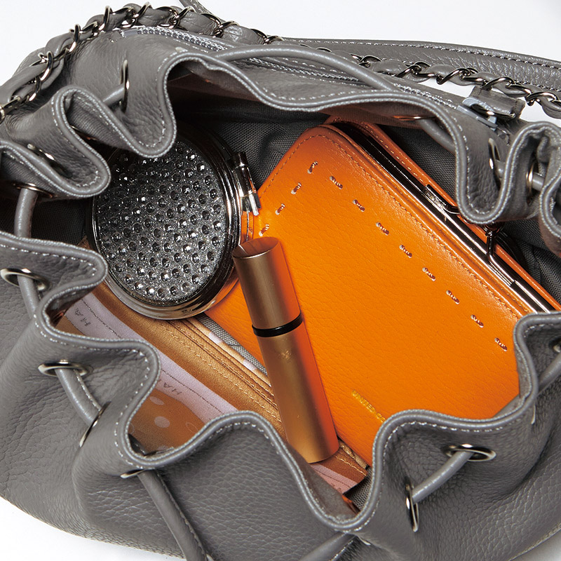 　巾着2WAYショルダー(グレー)