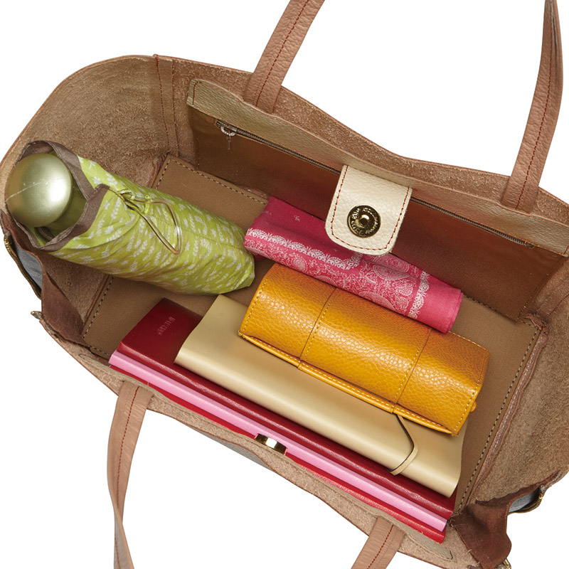 牛革ファスナーバッグ(ピンク)