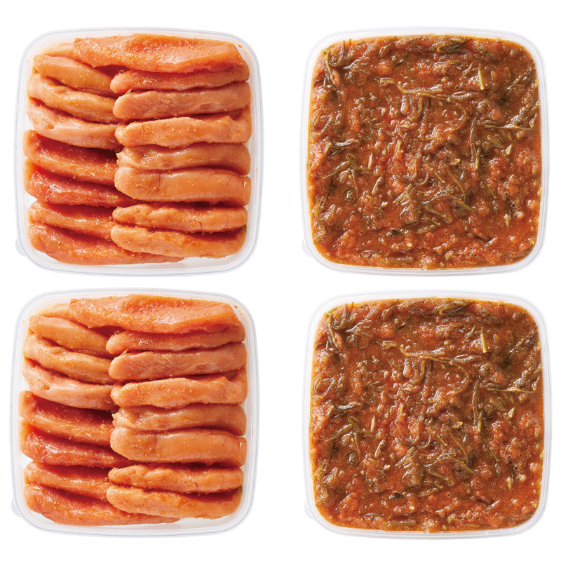 北海道産助惣鱈の卵使用 博多辛子明太子柚子風味と昆布明太セット