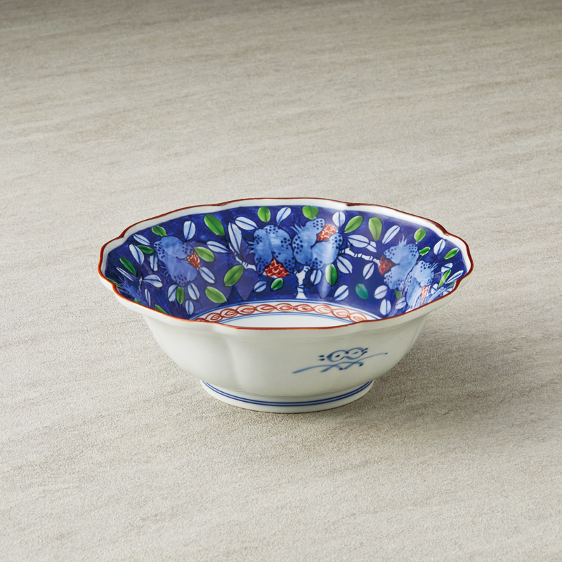 　染錦ザクロ絵 高台鉢(手描)