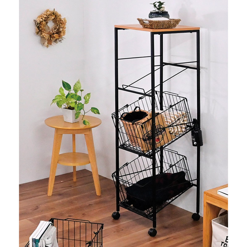 持ち運べるバスケット3段ストッカー