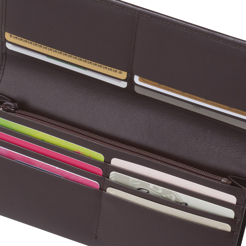 草木染印伝ボタン柄長財布(レッド)