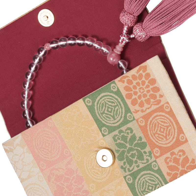 女性用念珠セット 水晶 インカローズ仕立て