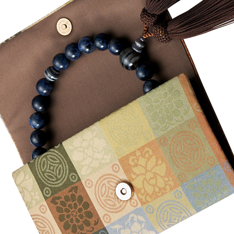 男性用念珠セット ソーダライト 黒縞瑪瑙